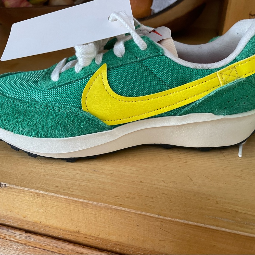 Nike Green and Yellow Athletic Shoes with Retro Design